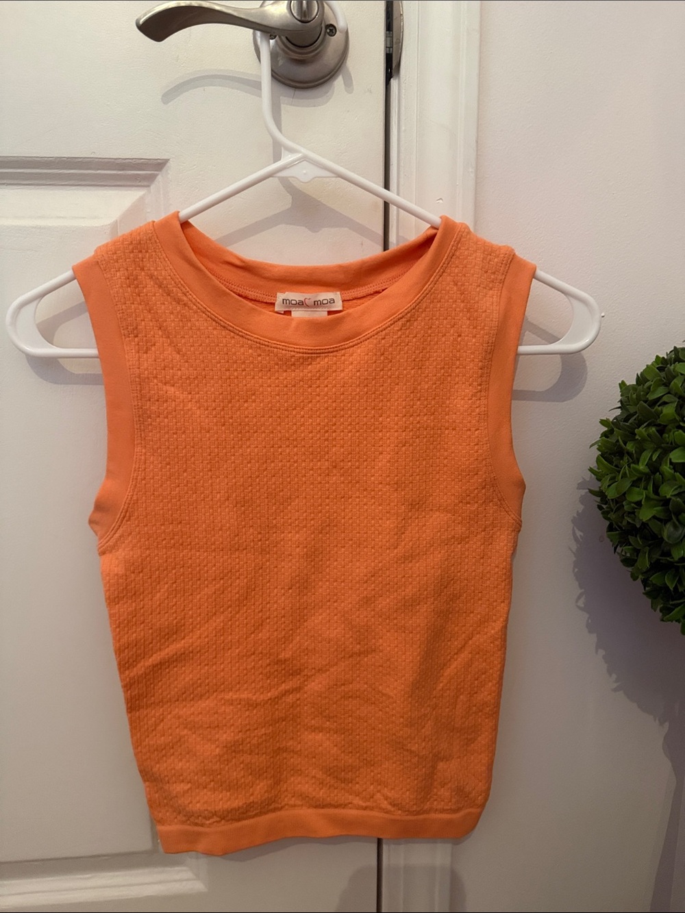 Dry Goods Moa Moa Bright Orange/ coral Textured waffle knit Sleeveless Tank